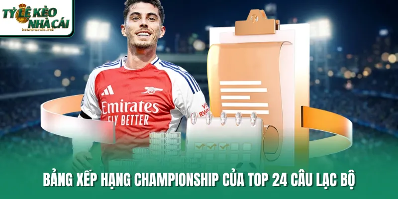 Bảng xếp hạng Championship của top 24 câu lạc bộ